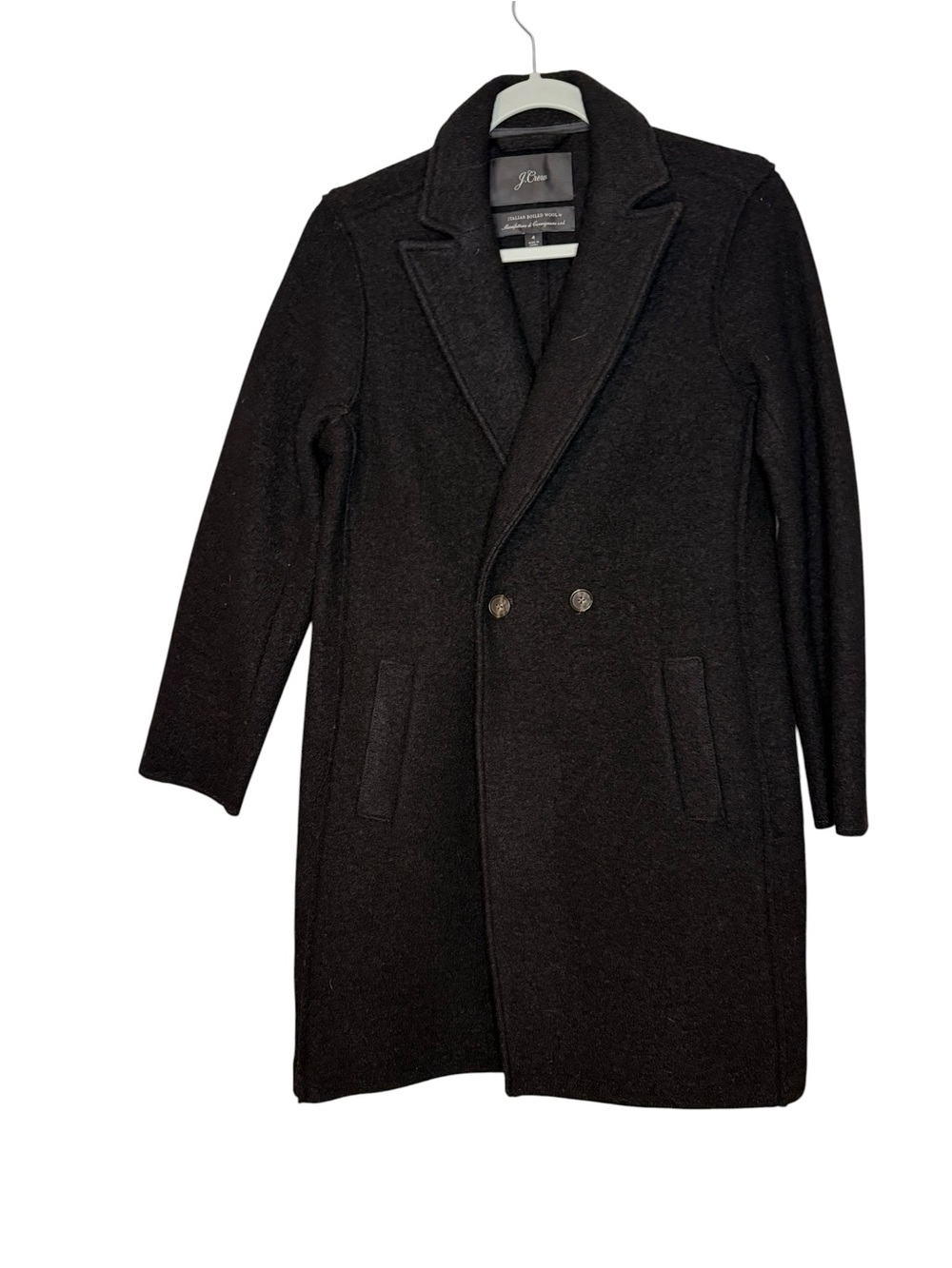 J.Crew Daphne Italian Boiled Wool Topcoat Black Size 4 - Picture 3 of 7